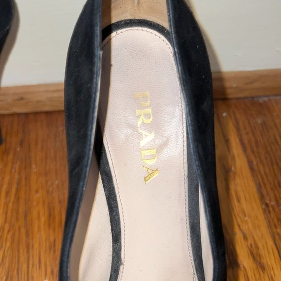 PRADA Black Suede Heeled Booties 38.5 (8.5 US) Made in Italy - Picture 3 of 3